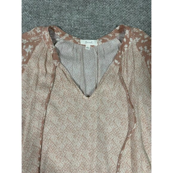 Be Cool Top Womens Large‎ Cream Pink Floral Geometric Rayon Boho - Picture 5 of 9